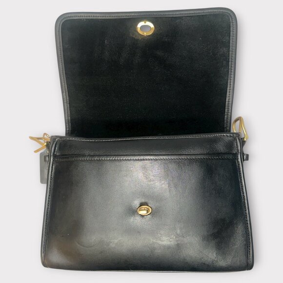 VTG Coach Spectator Bag 9796 Black Leather Brass Turn Lock Purse 80s NYC + Tag - Picture 11 of 12